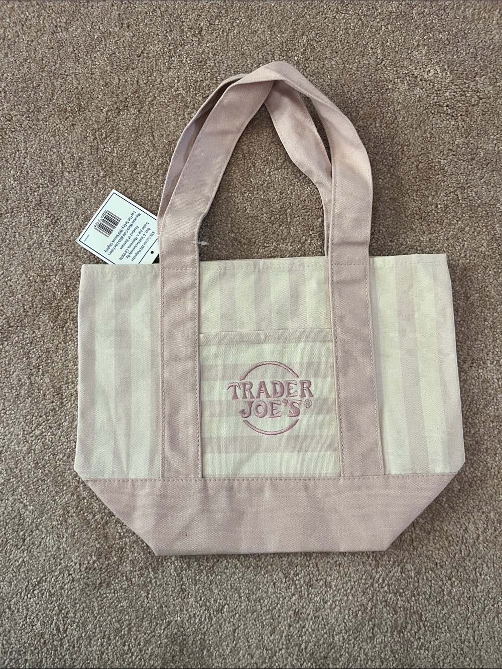 Trader Joe's Pink Stripe Canvas Tote